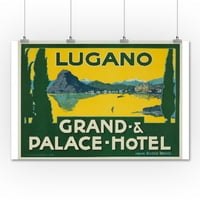 Lugano - Grand & Palace Hotel Vintage Poster Švicarska