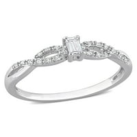 Donje prsten od srebra Infinity Obećanje s bijelim сапфиром i dragulj okrugli rez T. G. W. iz Miabella s smaragdu