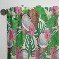 DesignArt 'tropska cvjetova džungle i cooconut' Moderna ploča za zavjese u sredini stoljeća
