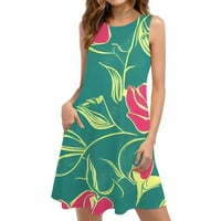 Yubatuo Summer Casual Boho cvjetni labavi posada od posade s ramena mini plaža haljine za žene zelene xl