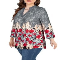 Bluza s dugim rukavima veličine plus, majice za žene, tunika s cvjetnim printom i vrhovi u obliku donjeg dijela