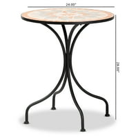 Moderni Višebojni keramički crijep i vanjski stol za blagovanje od crnog metala