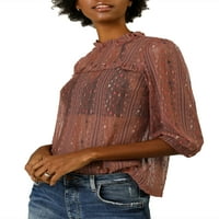Jedinstveni prijedlozi Ženska bluza s volanima i imitacijom vrata, prozirni čipkasti vrh
