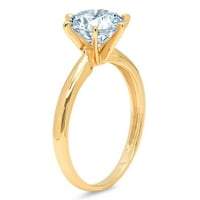 3K plavi dijamant okruglog reza 18K imitacija žutog zlata graviranje godišnjice vjenčanja vjenčani prsten pasijans