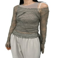 Ženski mrežasti Prozirni vrhovi s ramena s dugim rukavima s dugim rukavima koji se uklapaju u Ležerne pokrivače