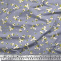 Soimoi siva pamučna patka tkanina točkica, lišće i bijeli cvjetni cvjetni tkanina tkanina po dvorištu široka