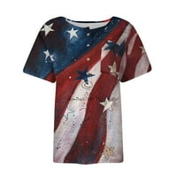 Ženska majica s izrezom u obliku slova u, camo print, Majica za Dan neovisnosti, vrhovi kratkih rukava
