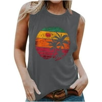 Ženske majice na plaži, grafičke majice, ljetne Vintage pamučne majice bez rukava s printom mjeseca i Sunca, vrhovi