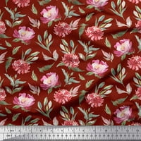 Soimoi crvena mahovina georgette tkanina lišće i peyon cvjetni otisak šivaće tkanine široka