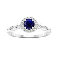 Imperijalni dragulj 10k bijelo zlato plavi safir ct tw dijamantski modni prsten
