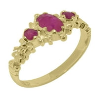 Ženski prsten za obljetnicu od 10k žutog zlata s prirodnim rubinom britanske proizvodnje - opcije veličine-veličina