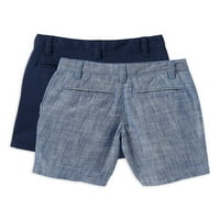 Wonder Nation Boys Flat Front Shorts, 2-Pack, veličine 4- & Husky