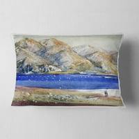 Planine Detajna i plavo more - pejzažni tiskani jastuk za bacanje - 12x20