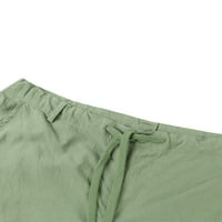 Gwiyeopda muške posteljine casual fit inseam elastični struk čvrste kratke hlače s džepovima za izvlačenje s-3xl