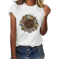 Ljetne košulje za žene široka odjeća za djevojke bluza s okruglim vratom s grafičkim printom suncokreta topovi