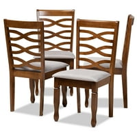 Set stolica za blagovanje od 4 komada presvučenih sivom tkaninom i orahovim smeđim drvenim oblogama