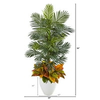 Gotovo prirodno 56 ”Areca Palm i Croton Umjetna biljka u bijeloj plantaži