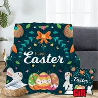 Dicasser Uskrs sretni zeko bacanje pokrivača s jastučnicama proljetne zečice i cvijeće pokrivači za kauč - dnevni