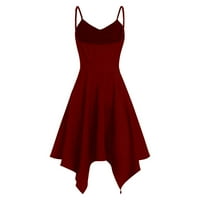 Ljetne haljine s okruglim vratom s jednobojnim printom, labava Haljina Bez rukava u crvenoj boji