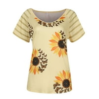 Košulje za ženske proljetne modne pruge labava tiskana patchwork bluza pulover žuta l
