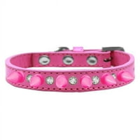 Ogrlica za pse s kristalima i vrućim ružičastim šiljcima, vruće ružičasta-Veličina 16