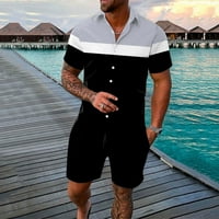 & Muška proljetna ljetna sportska odjeća za odmor u havajskom stilu na plaži s prugastim printom košulja kratkih