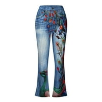 Ulična odjeća, traper flare hlače, Ženska Moda, široke hlače s cvjetnim printom, duge Ležerne hlače s džepovima,