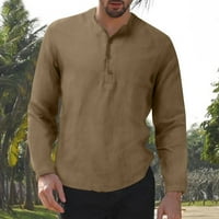 Muške majice, jednobojni vrhovi s ovratnikom s dugim rukavima, jesensko-zimske pamučne majice za slobodno vrijeme