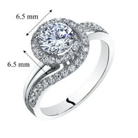 14K bijelo zlato simulirani dijamantni zaručnički prsten 1. Karat središnji zaobilazni stil veličine 4-10