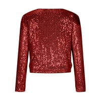 Žene Blazer- Čvrsta kardiganski okretni kolač modni modni jakna s dugim rukavima Vanjska odjeća crvena