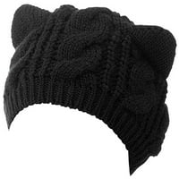 Leylayray moda ženke unise pletene zimske debele mačke uši pletene tople šešire