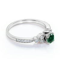 1. CT - okrugli laboratorijski stvoreni tamnozeleni smaragdni prsten - May Wordstone - Vintage zaručnički prsten