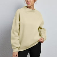 Majice s visokim vratom za žene jesenski ležerni puloveri dugih rukava u punoj boji bluze široke prevelike udobne