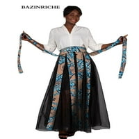 Afrička Maksi Suknja Ženska Crna šifonska krpa suknja s visokim strukom Afrička odjeća za žene 910092