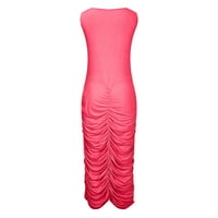 Cethrio Woman haljina - Ljetna moda velika veličina čvrsta u -vrata bez rukava bez rukava Strit Strit Toplo ružičasta
