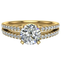 Dijamantni zaručnički prstenovi za žene okrugli sjajni dijamantni prstenovi Split Shank 14K zlato 1. Carat