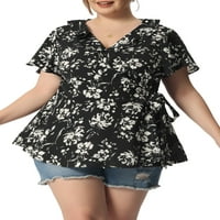 Jedinstvene ponude ženskog plus size ruffle zvona za rukav za ruff kravate boho peplum bluza