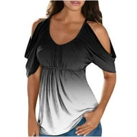 Ženske majice s otvorenim ramenima Plus size bluze kratkih rukava majice s običnim krojem puloveri majice s majicama