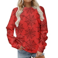 Mitankcoo Womens Halloween Twishirts Spider Grafički tiskani pulover s dugim rukavima labav labavi fit meki pulover