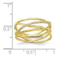 Čvrsto 10k žuto zlato CZ kubični cirkonijski prsten Veličina 6