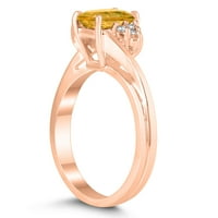 Ženski 7X citrin i dijamantni prsten u 10k ružičastom zlatu