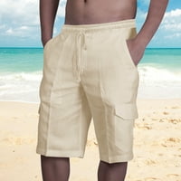 Trening kratke hlače za muškarce casual Pamučne lanene kratke hlače s više džepova za fitness i vježbe na plaži