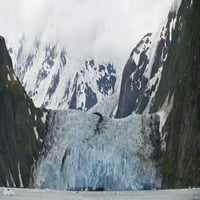 Panoramski prikaz ledenjaka iznenađenja u Harriman Fjordu, princ William Sound, jugocentralni tisak plakata na