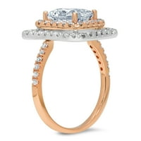 2. Dijamantni smaragdni rez s prirodnim švicarskim plavim topazom od ružičastog zlata 14k s umetcima prsten od