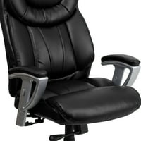 Serija & nbsp. Ergonomska uredska stolica od prave kože u crnoj boji sa srebrnim podesivim naslonima za ruke