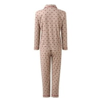 Pidžama s džepovima ženska ležerna pidžama s reverom i gumbima Karirani print dvije pidžame s dugim rukavima pidžama