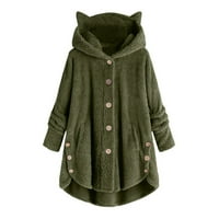 Zimski kaputi za žene, krzneni kaput za zadržavanje topline, Kardigan na kopčanje, kapuljače s kapuljačom, mačje