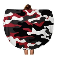 Okrugli ručnik za plažu s maskirnim uzorkom klasična maskirna kamuflaža Crvena Bijela smeđa Crna cestovni Krug