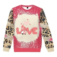 Valentinovo ženske košulje kravate boje leopard uzorak ispis Drop rame pulover posada za vrat vrat vrhovi vrhova