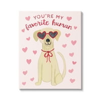 Stupell Industries Omiljeni ljudski pas ružičasta srca noseći sunčane naočale slike omotane galerijom platna za